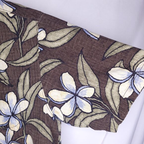 Tommy Bahama Hawaiian Shirt Mens Medium Floral Brown Silk Camp Vacation Resort - Picture 4 of 11